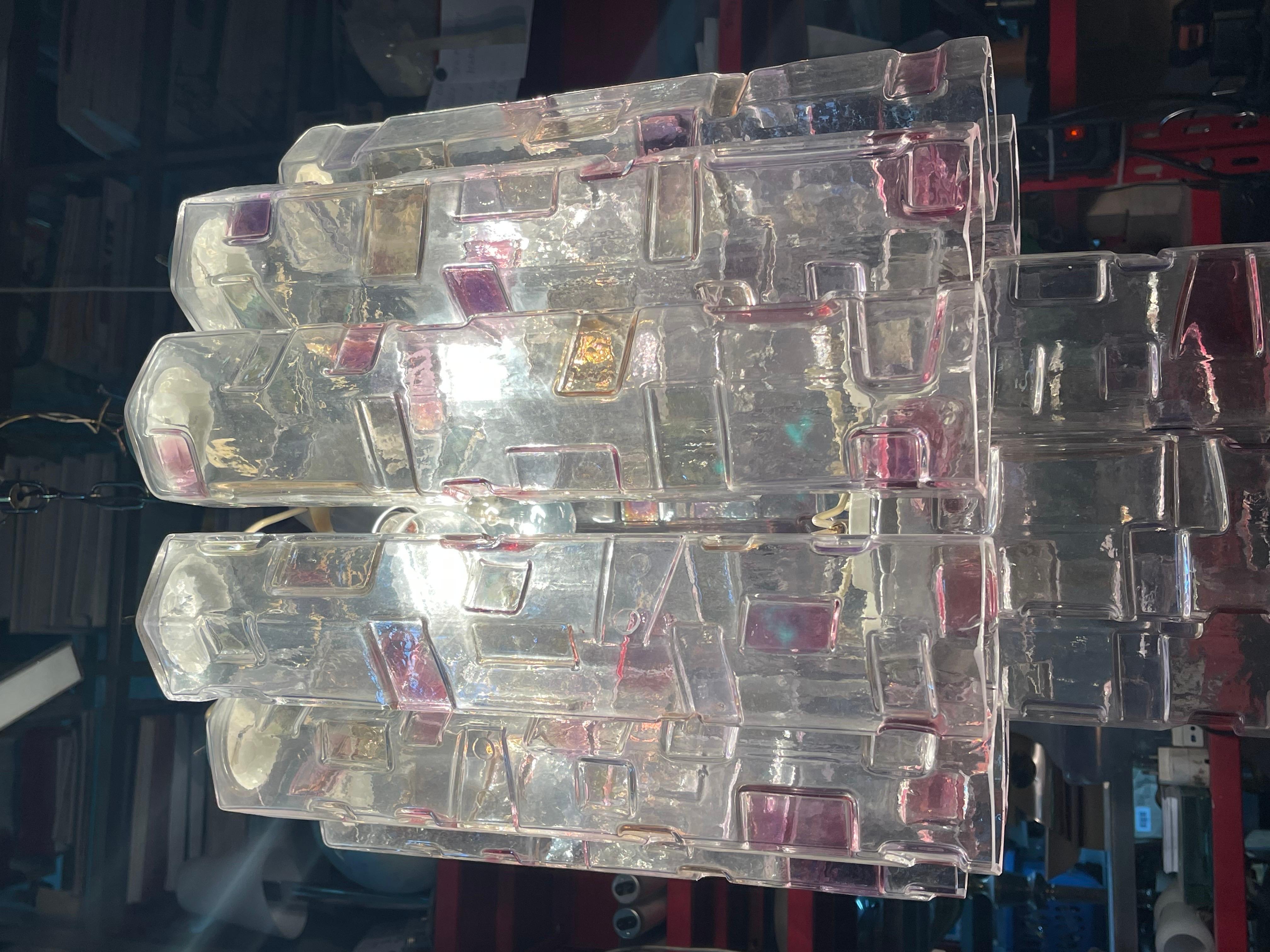 Lampadario a cascata Venini Midcentury in vetro di Murano multicolore Modernista in vendita 11