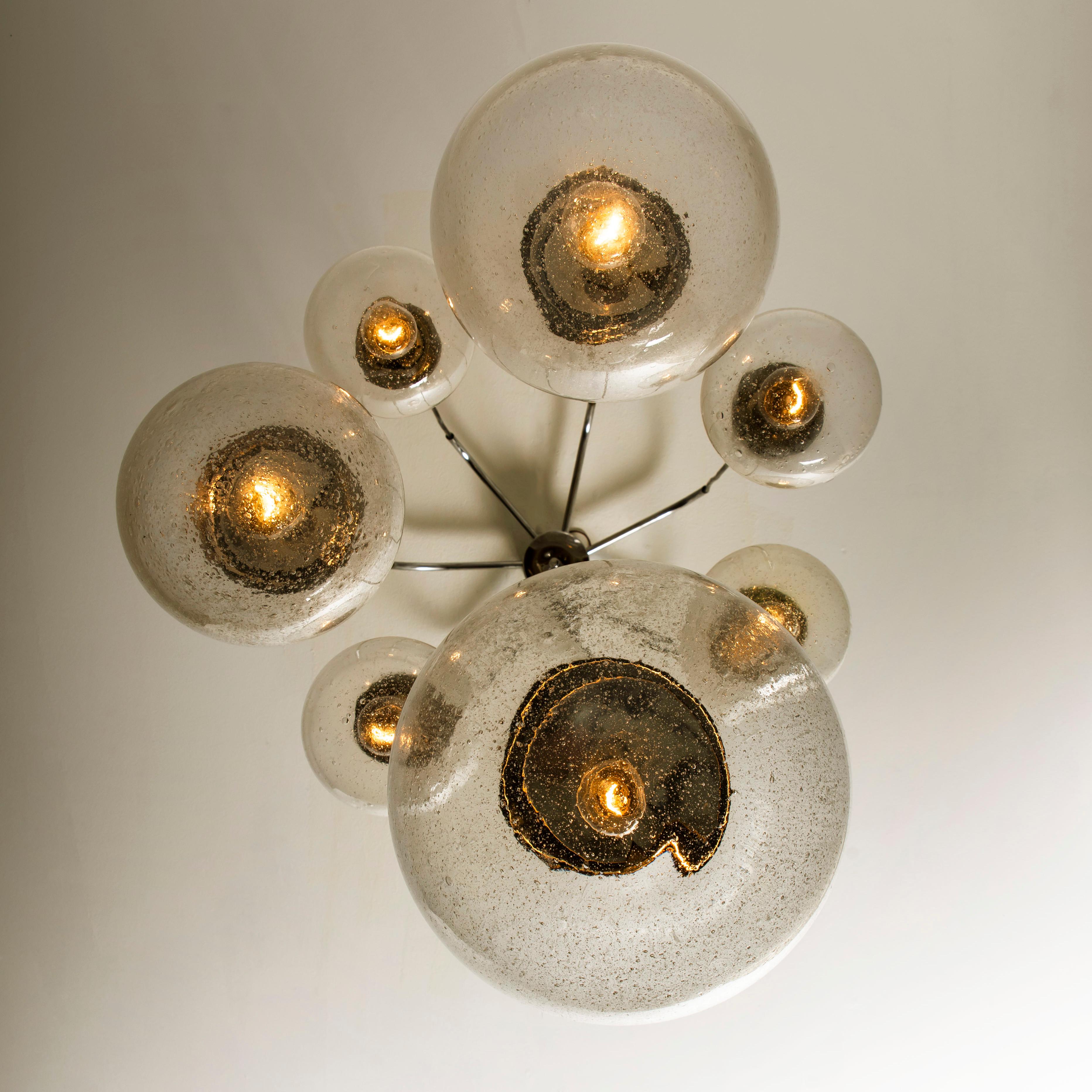 Late 20th Century Cascade with Seven Hand Blown Globes by Glashütte Limburg For Sale
