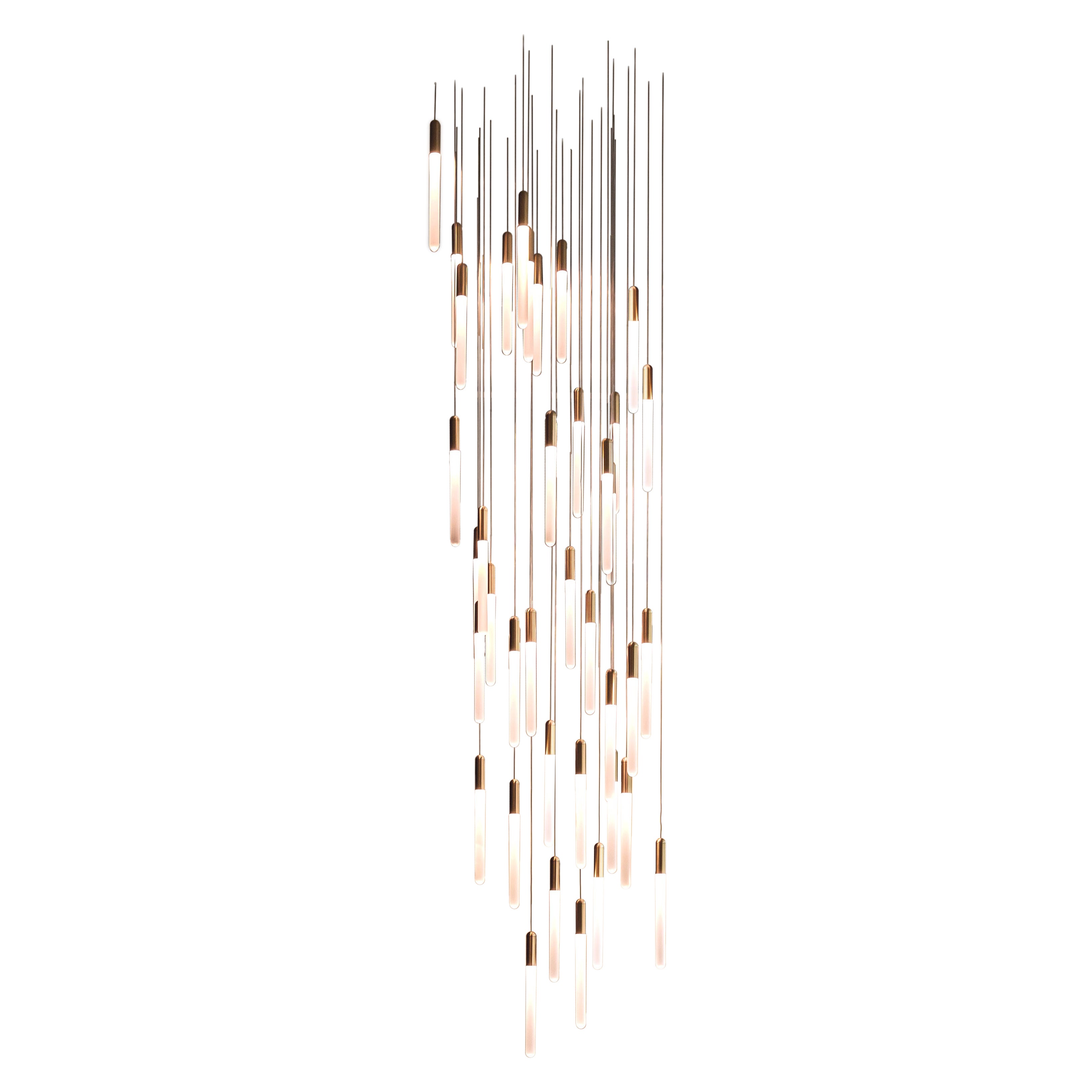 Cascadia 33-Pendant Chandelier by Matthew McCormick Studio, Brass & Glass