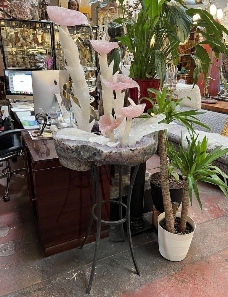 Fuente en cascada de amatista, cuarzo rosa y cristal de roca en Bueno estado para la venta en Los Angeles, CA