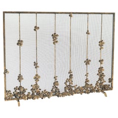 Cascading Blooms Fireplace Screen in Aged Gold 