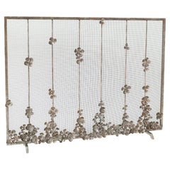 Cascading Blooms Fireplace Screen in Aged Silver 