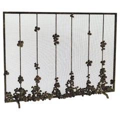 Cascading Blooms Fireplace Screen in Gold Rubbed Black 