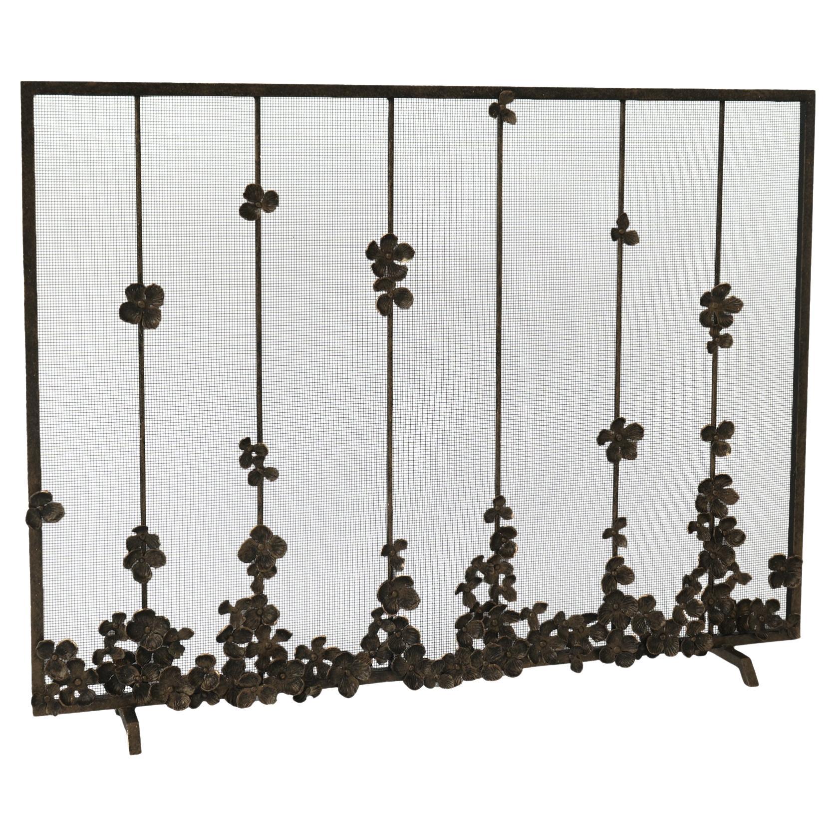 Cascading Blooms Fireplace Screen in Warm Black  For Sale