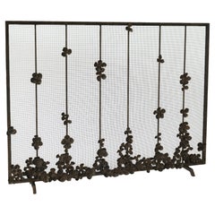 Cascading Blooms Fireplace Screen in Warm Black 
