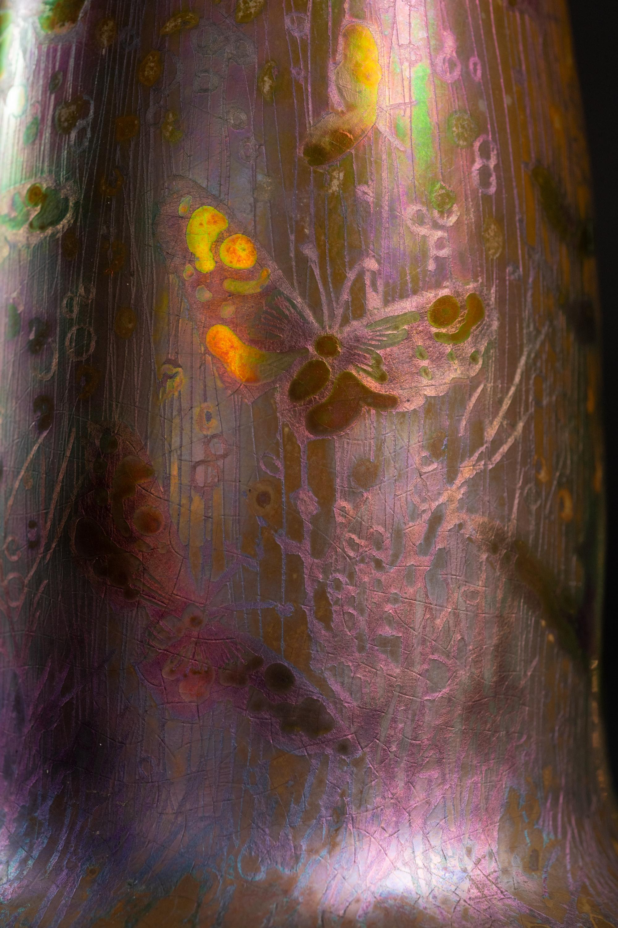 Cascade Schmetterlinge schillernde Jugendstil-Schale von Clement Massier im Angebot 5