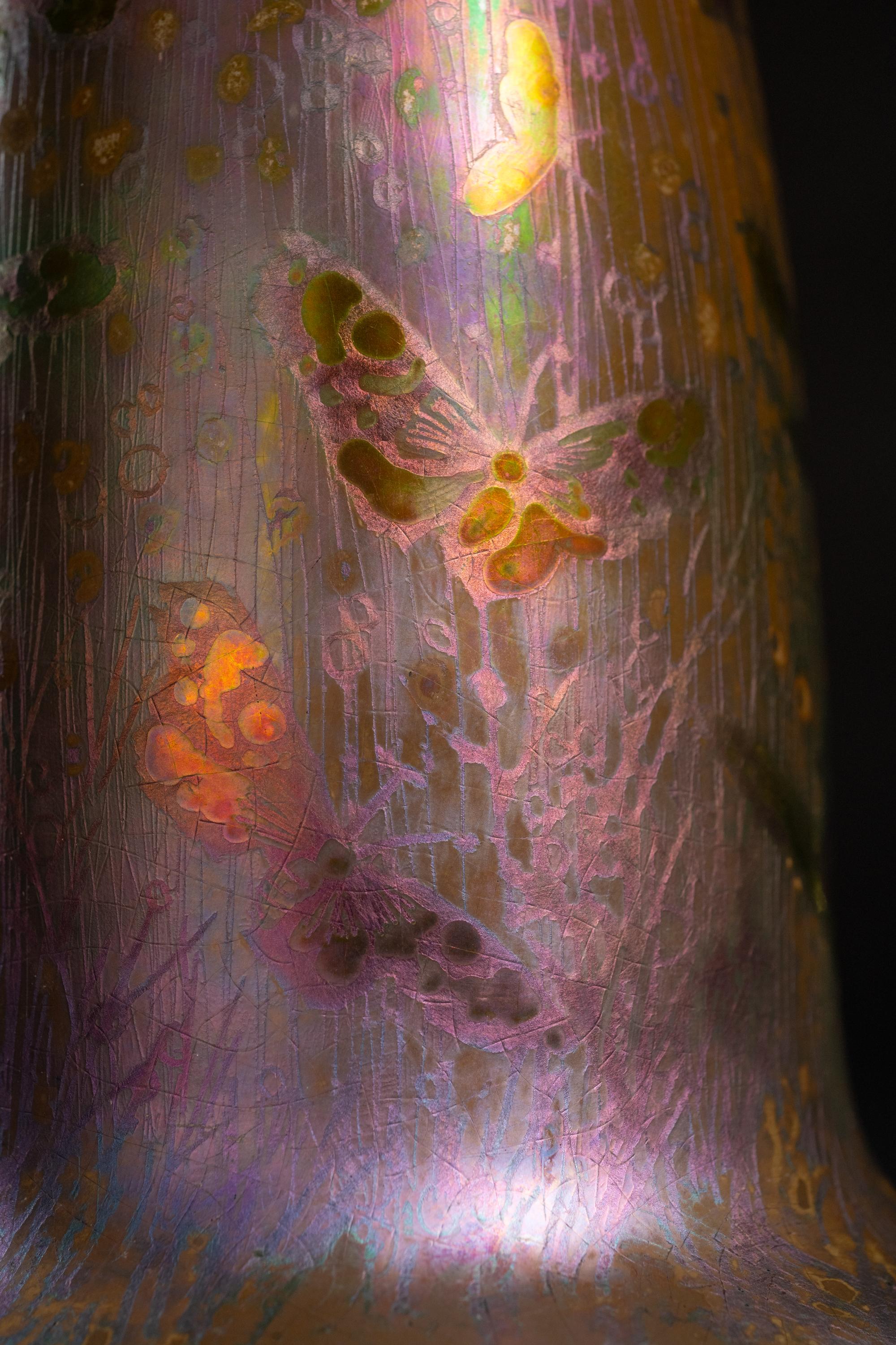 Cascade Schmetterlinge schillernde Jugendstil-Schale von Clement Massier im Angebot 7