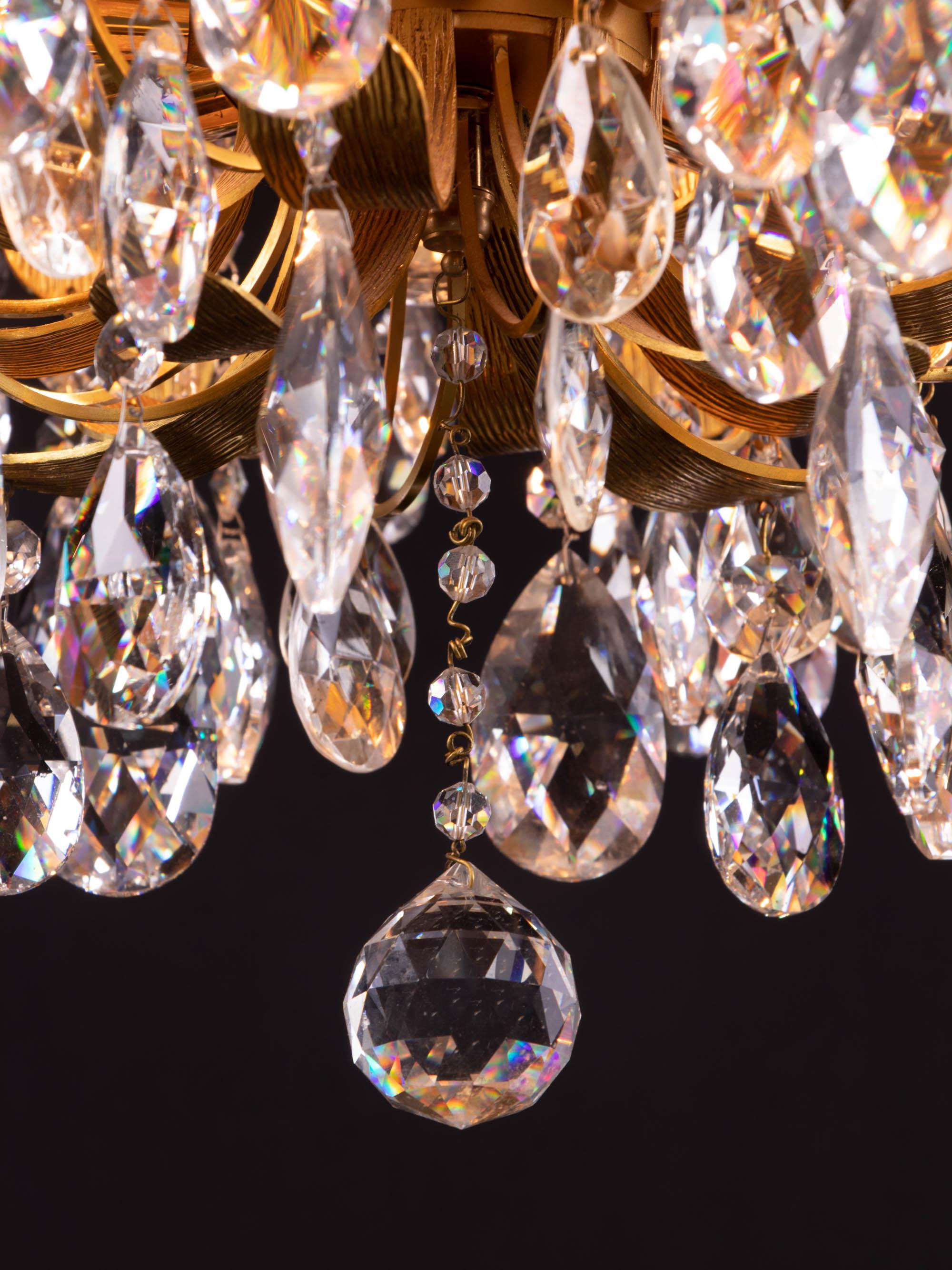 1970 Germany Palwa Chandelier Swarovski Crystal & Gilt Brass by Christoph Palme 2