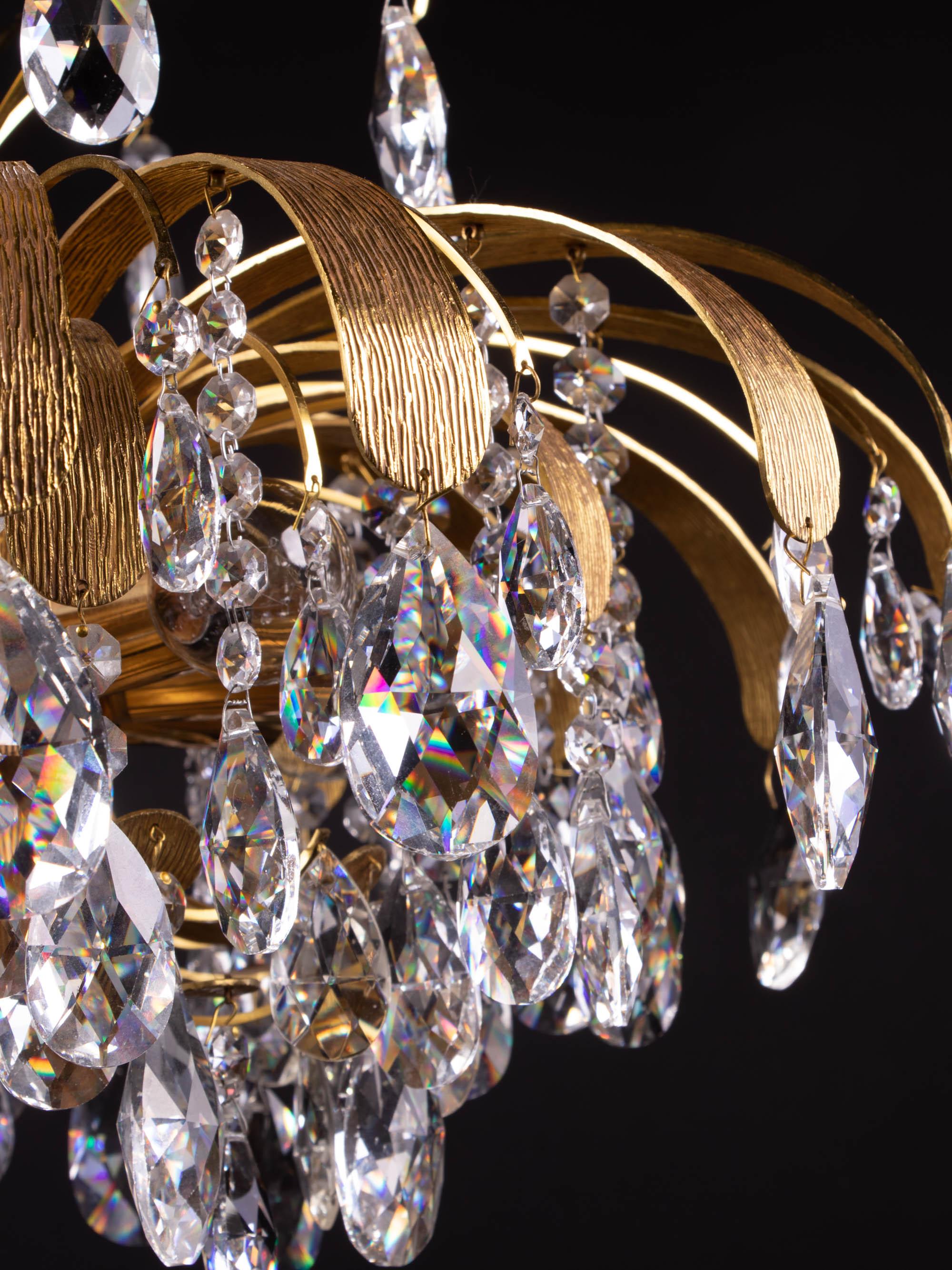 Mid-20th Century 1970 Germany Palwa Chandelier Swarovski Crystal & Gilt Brass by Christoph Palme