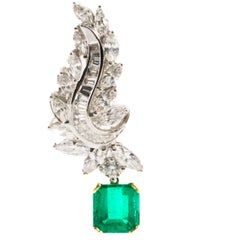 Cascading Diamond and Emerald Drop Earrings