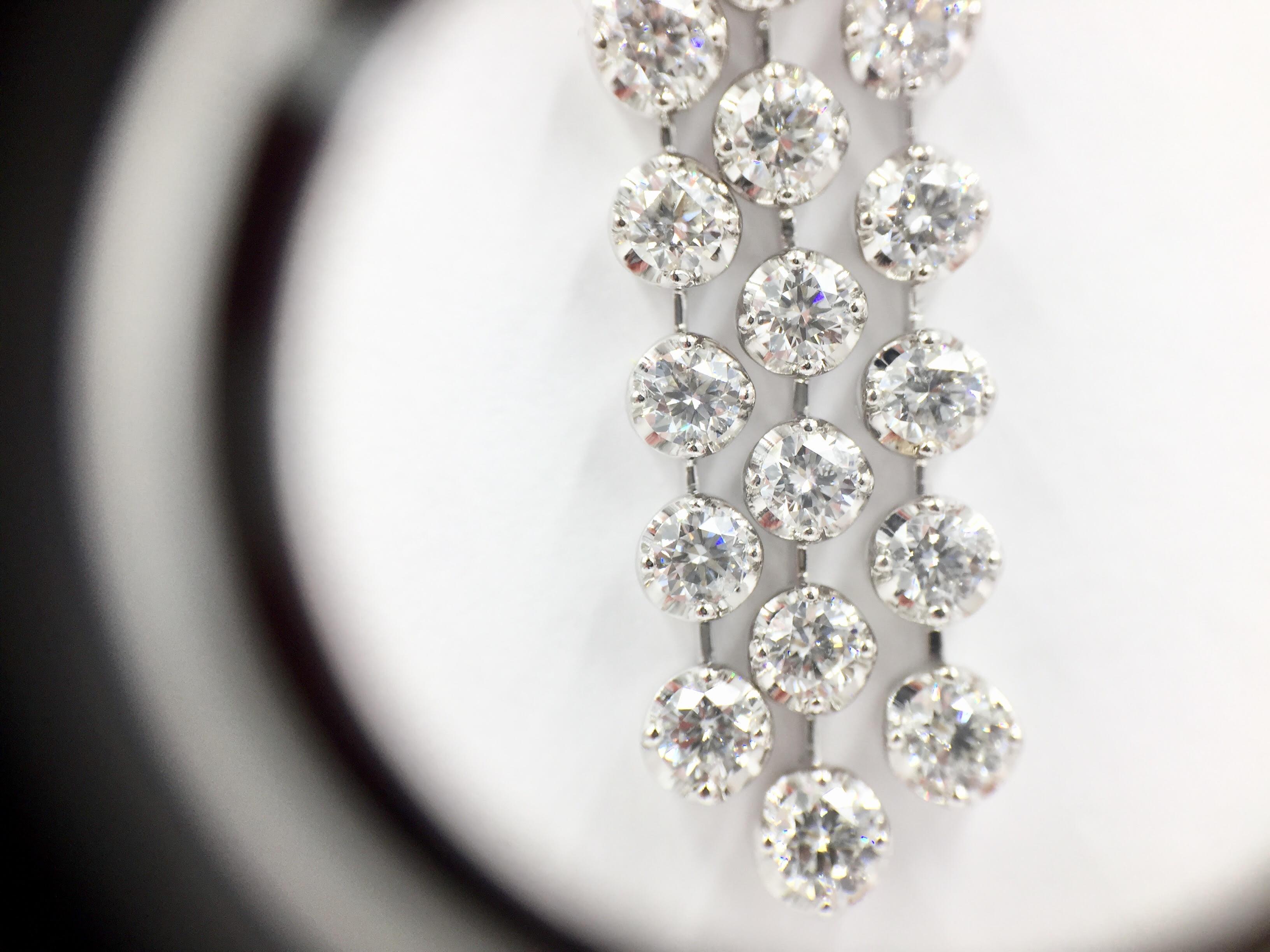 Women's Cascading Diamond Drop 18 Karat White Gold Earrings