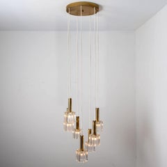 Cascading Glass and Brass Pendant, Peill Putzler, 1970