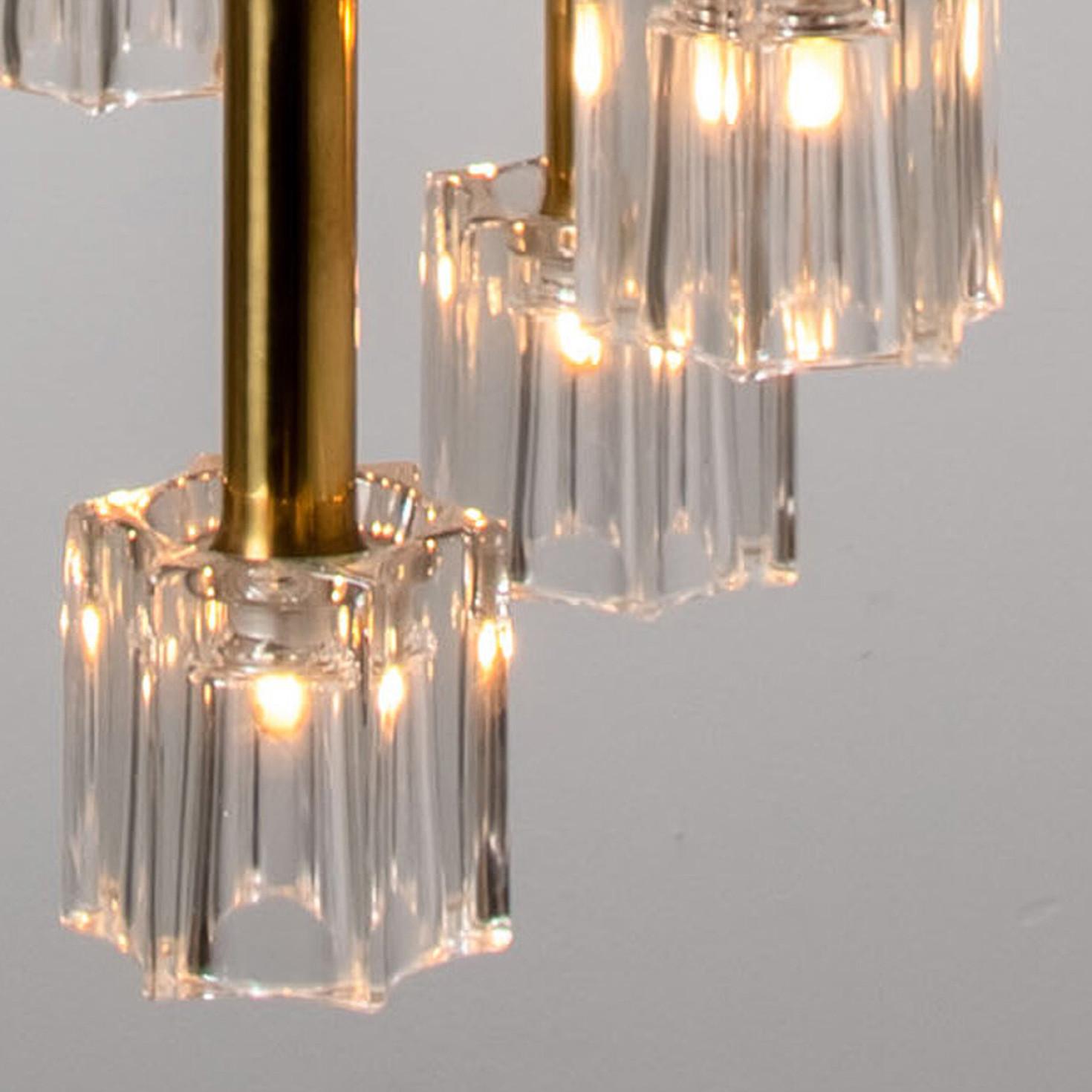 Other Cascading Glass and Brass Pendant, Peill Putzler, 1970 For Sale