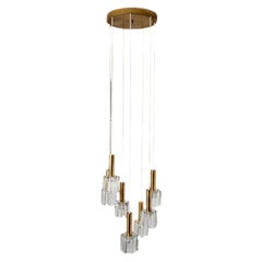 Cascading Glass and Brass Pendant, Peill Putzler, 1970