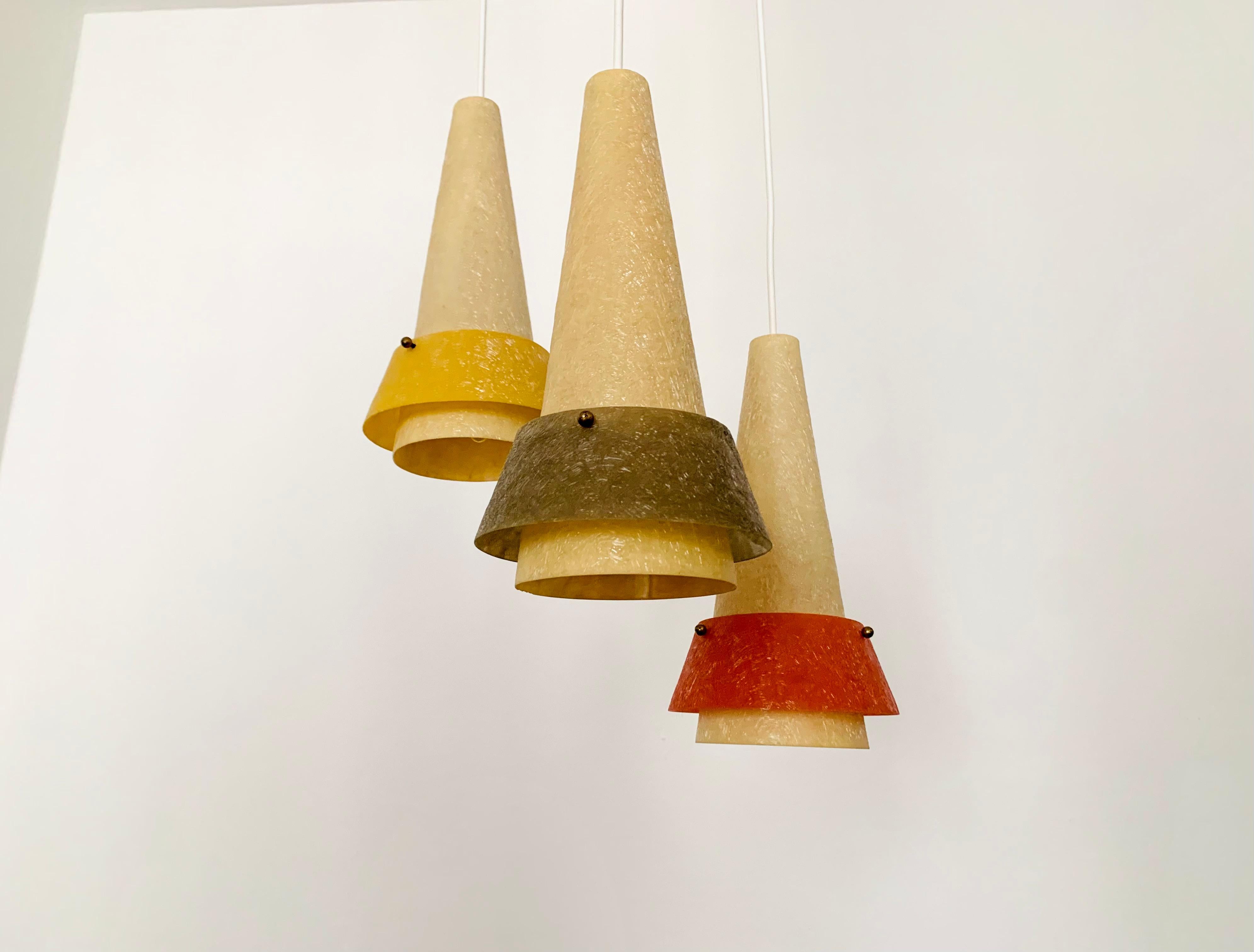 Mid-20th Century Cascading Lamp with Fiberglass Lampshades For Sale