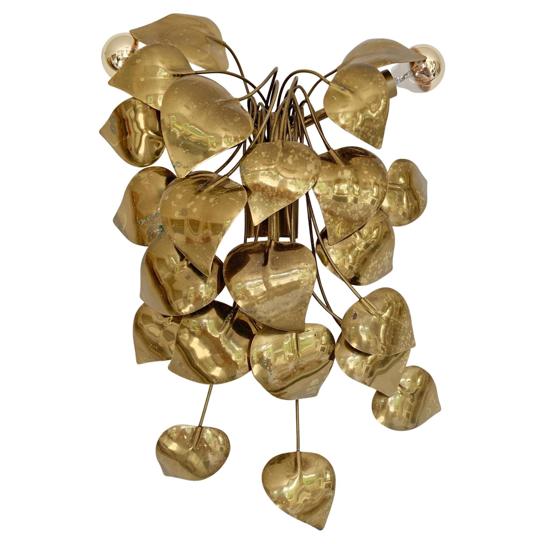 Wandleuchte mit kaskadenförmigen Goldblättern, Maison Jansen