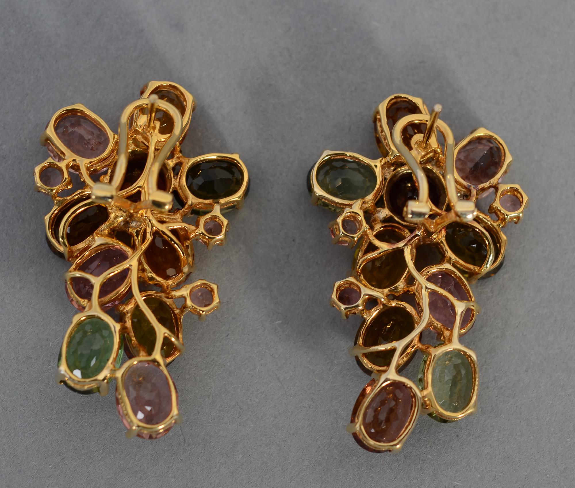 Cascading Multigem Earrings In Excellent Condition In Darnestown, MD