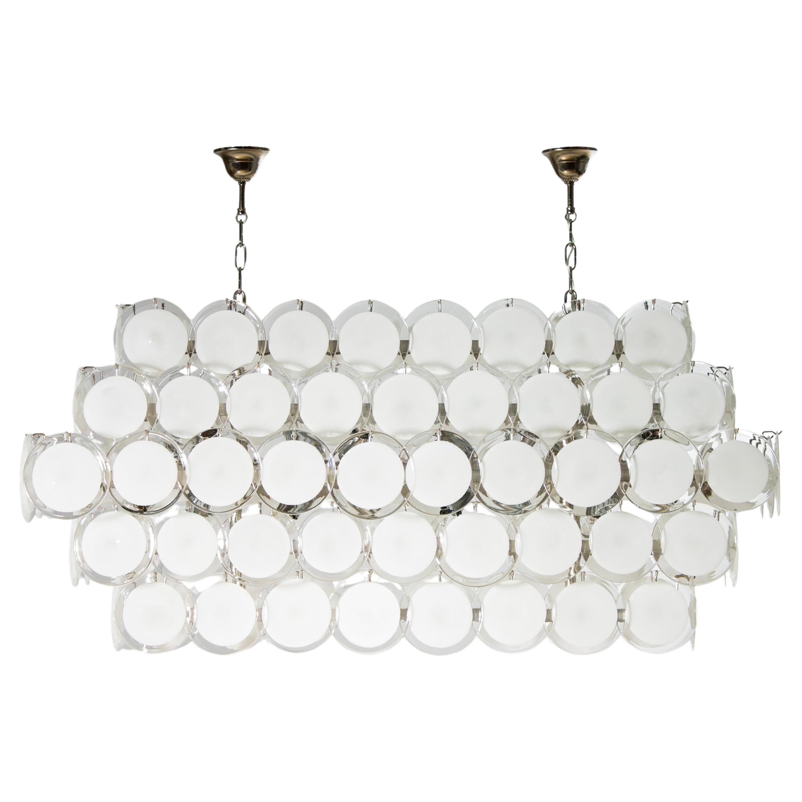 Cascading Murano Glass Disc Chandelier: A Statement of Art Deco Italian Elegance