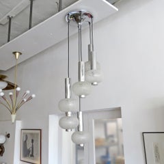 Lustre en cascade en nickel et verre, Allemagne, 1970