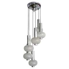 Cascading Nickel/Glass Chandelier, Germany, 1970