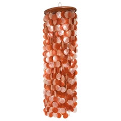 Cascading Orange and White Two-Tone Shell Light Fixture