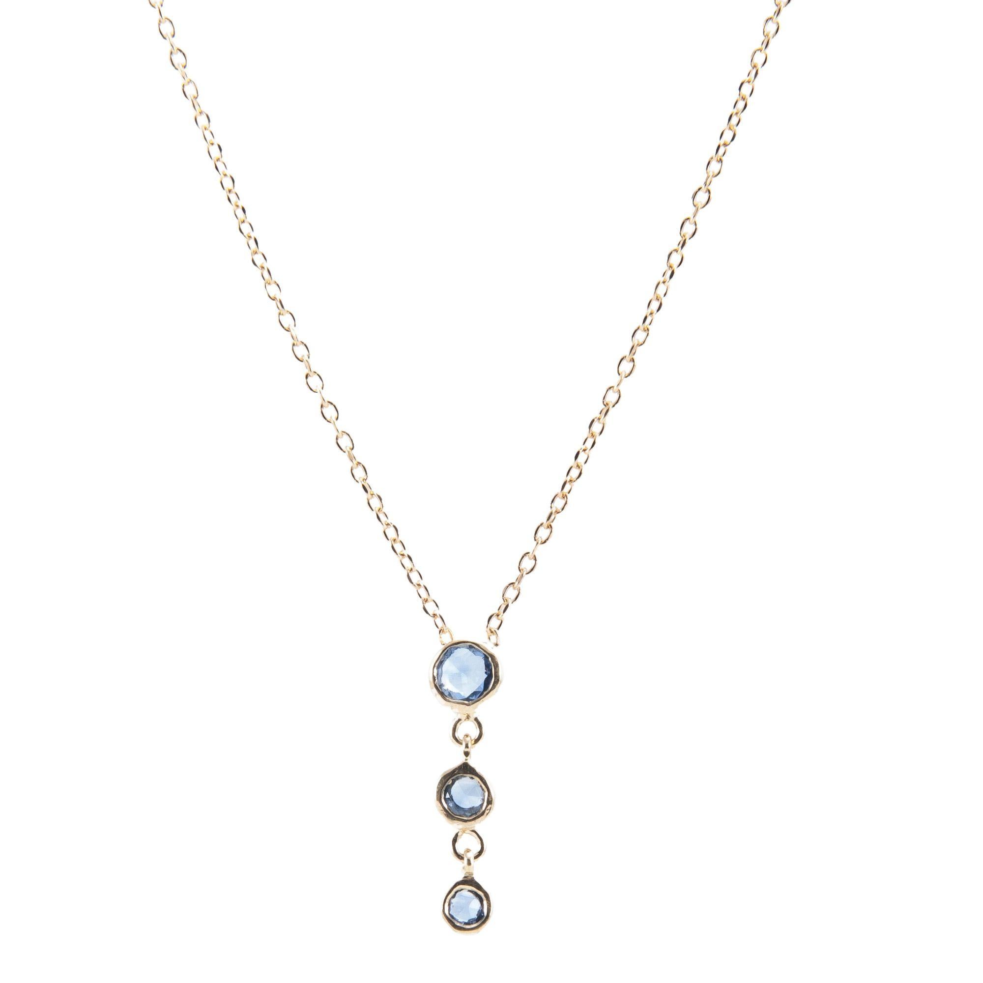 Cascade Trinity Blue Sapphire Halskette im Zustand „Neu“ im Angebot in Weston, MA