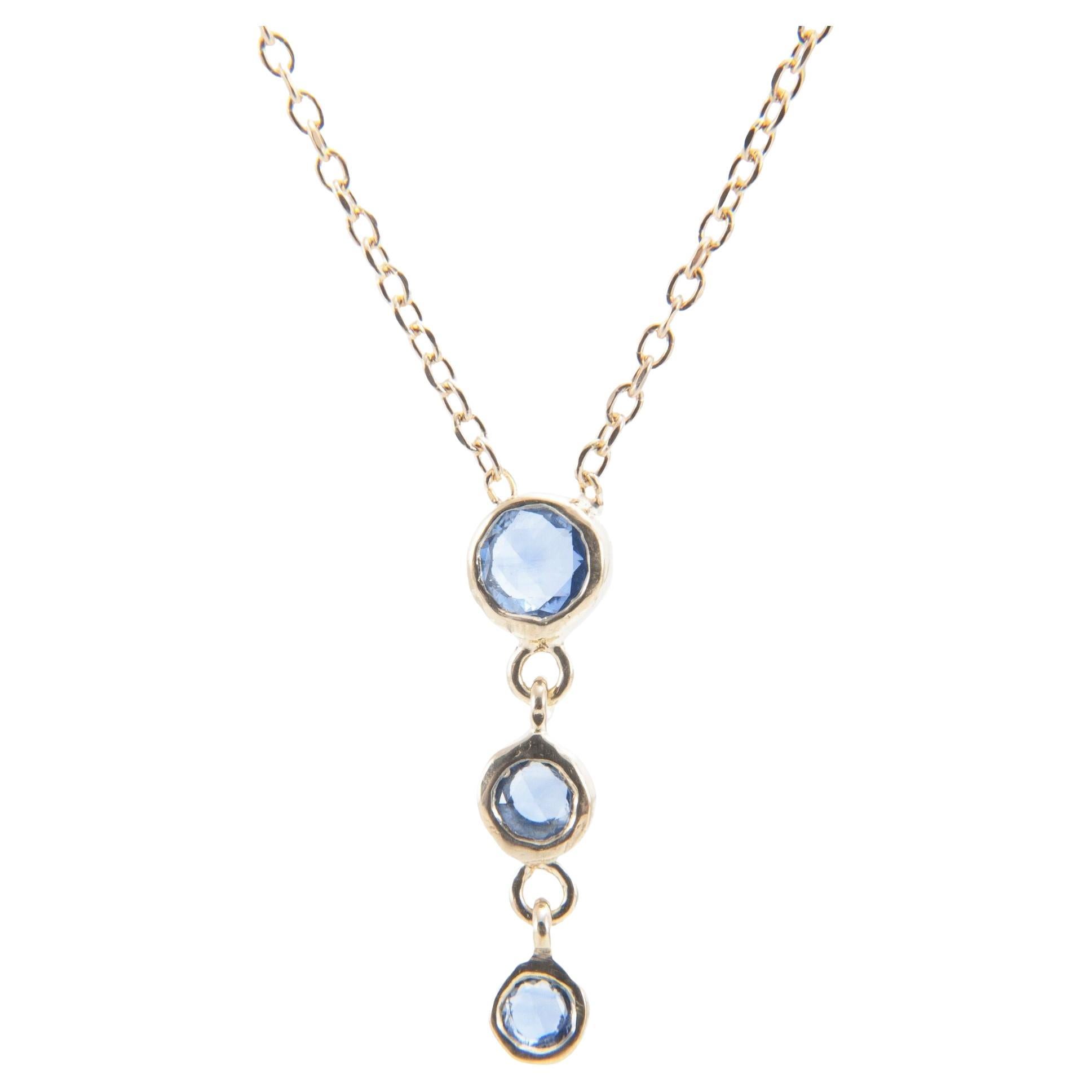 Trinity Blue Color Cascading Trinity Blue Sapphire Necklace For Sale at 1stDibs