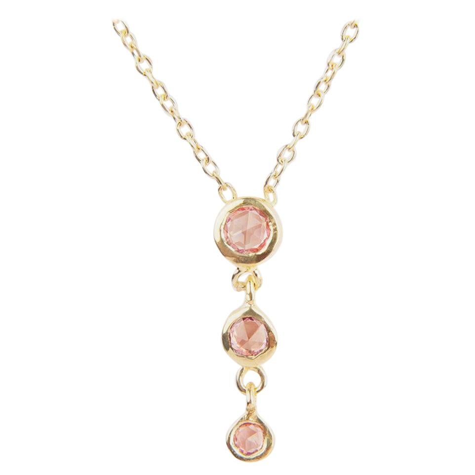 Cascading Trinity Pink Sapphire Necklace For Sale