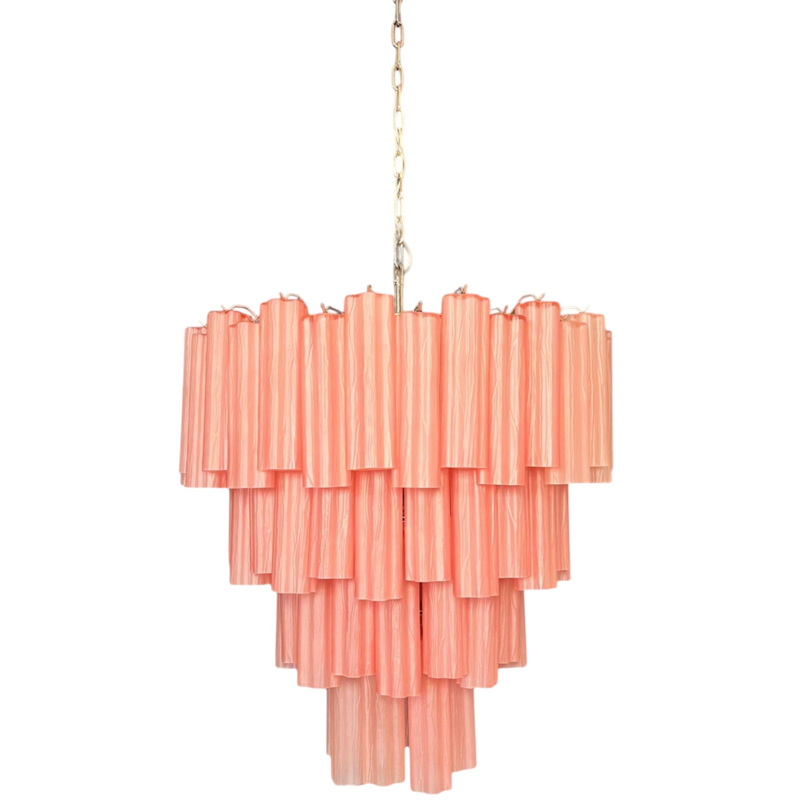 Cascata Rosa - Lustre de Murano avec 80 tubes en verre soufflé en vente 2