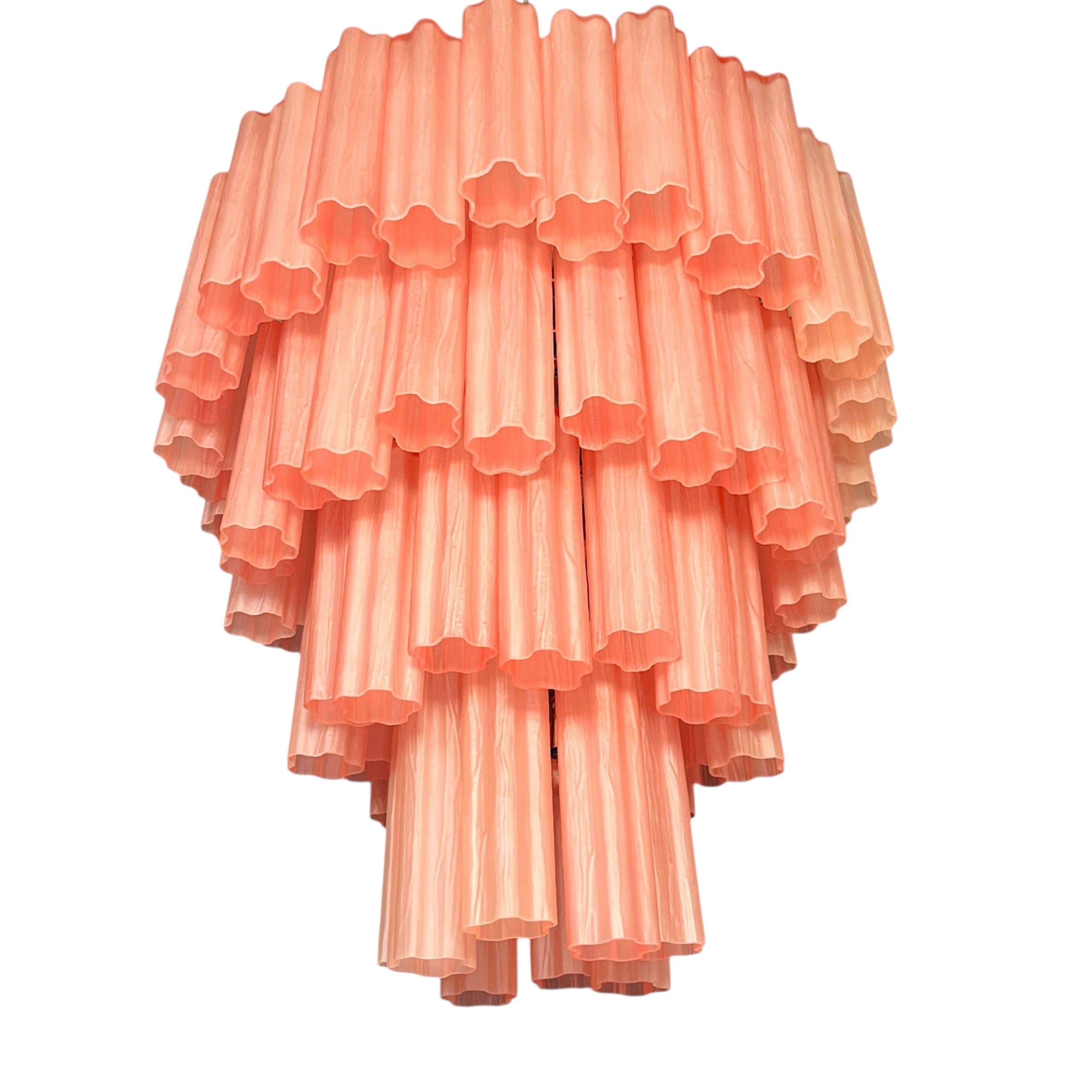 Cascata Rosa - Lustre de Murano avec 80 tubes en verre soufflé en vente 3