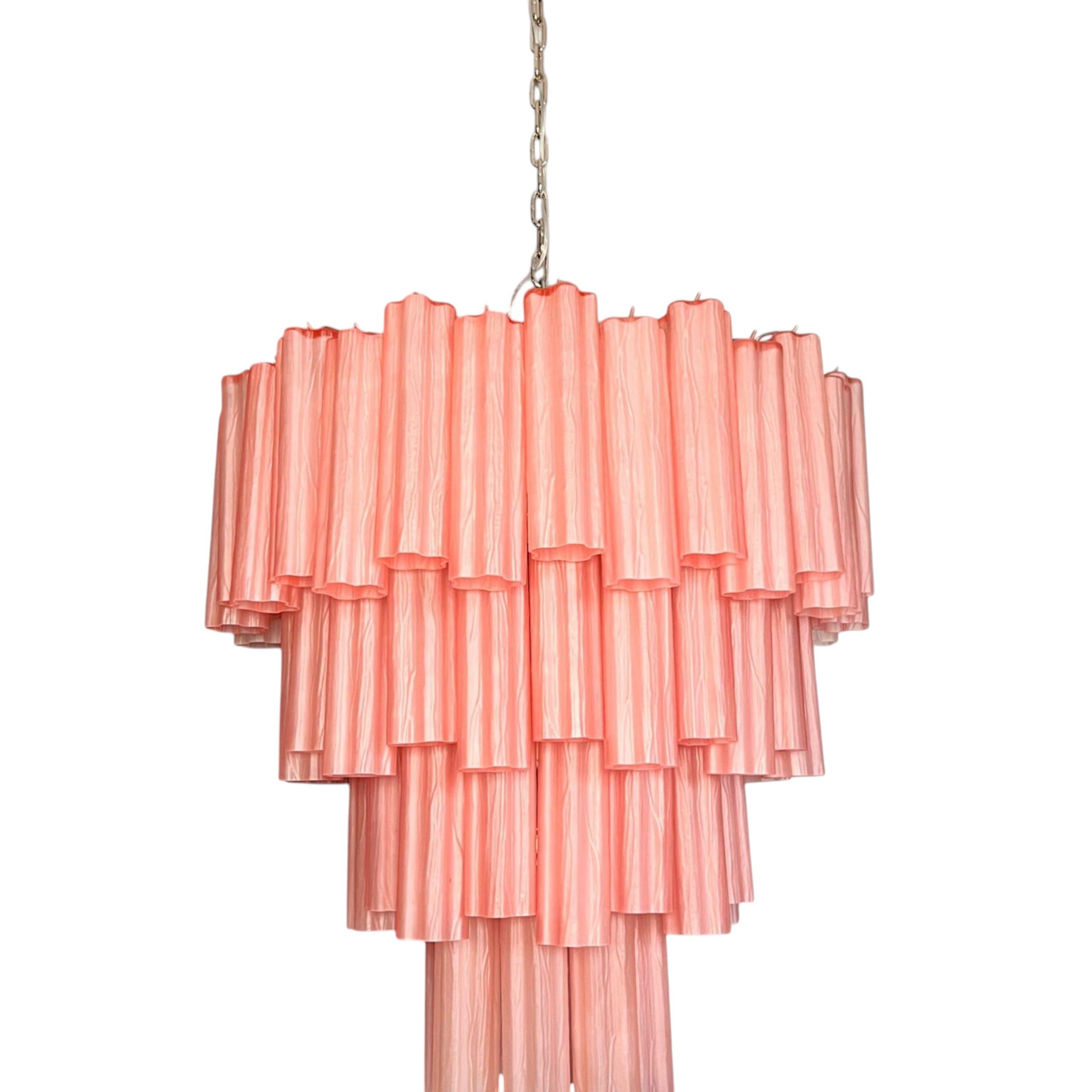Cascata Rosa - Lustre de Murano avec 80 tubes en verre soufflé en vente 4