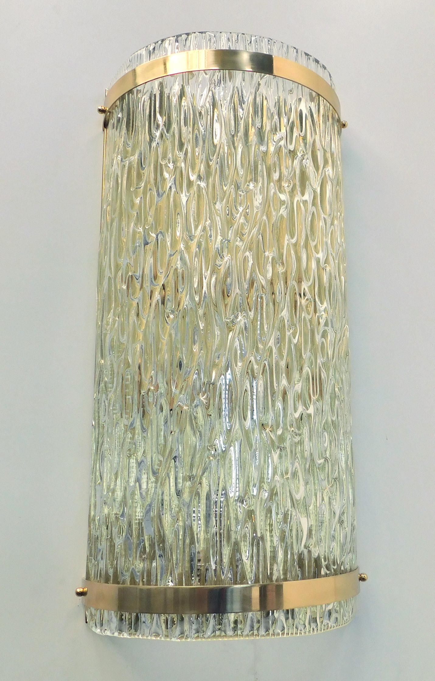 Italian wall light or flush mount with clear Murano glass hand blown with beautiful 