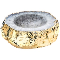 Cascita Bowl in Agate and 24 Karat Gold by Anna Rabinowitz