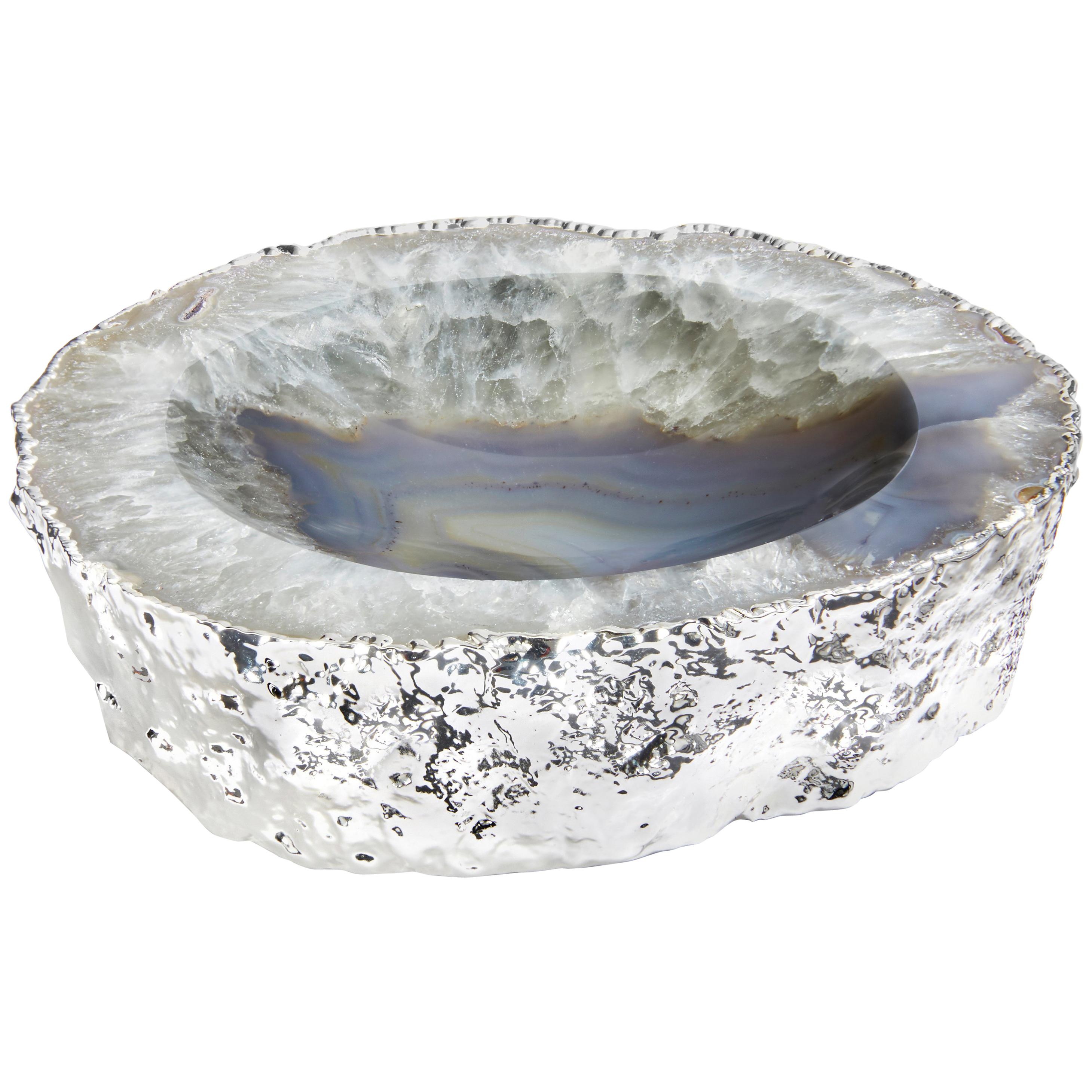 Cascita Bowl in Agate and Pure Silver by Anna Rabinowitz For Sale