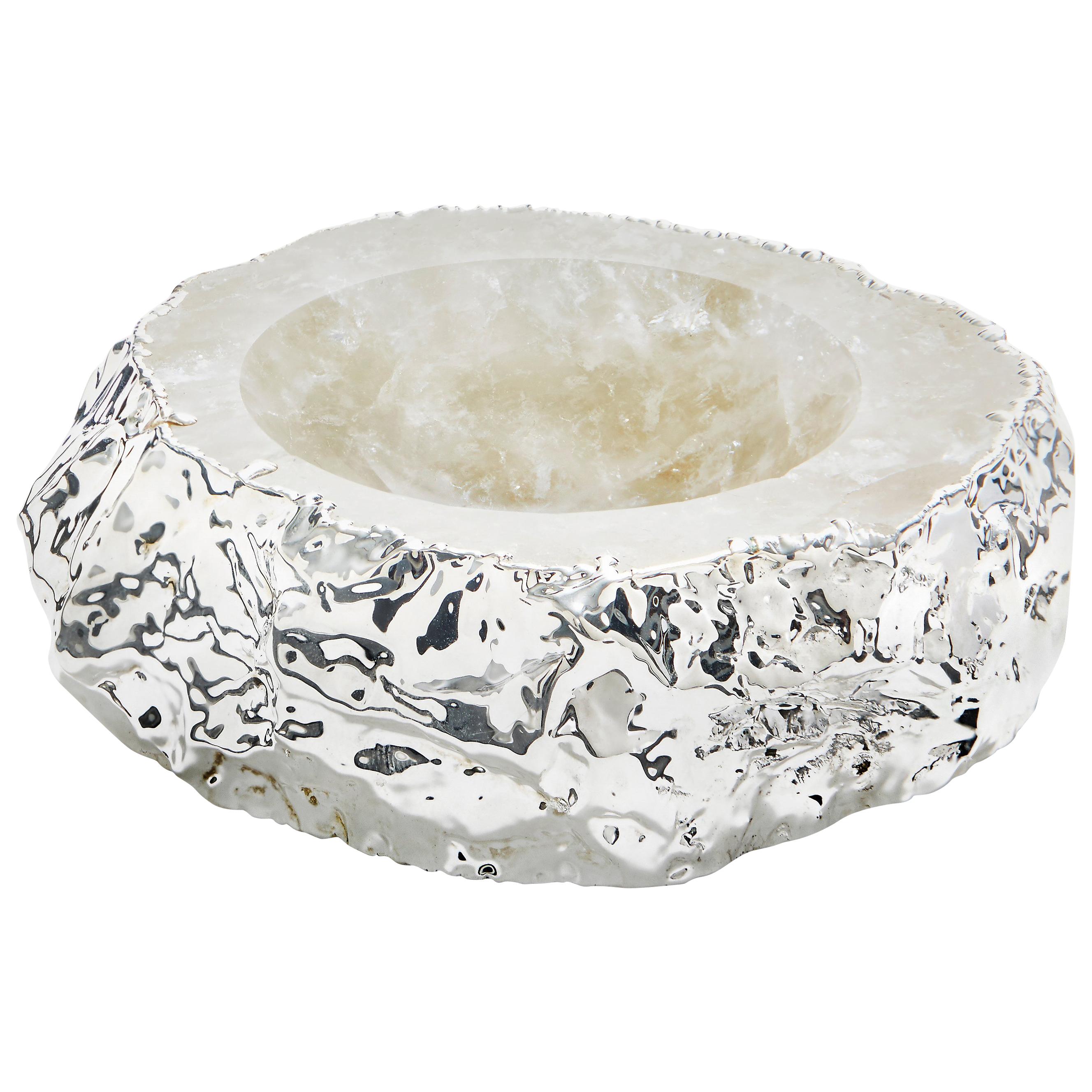 Cascita Bowl in Quartz and Pure Silver by ANNA New York For Sale