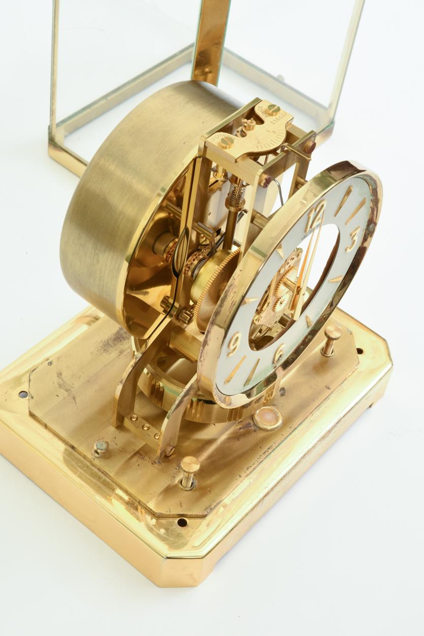 Case Glass / Brass Jaeger Le Coultre Desk Clock at 1stDibs
