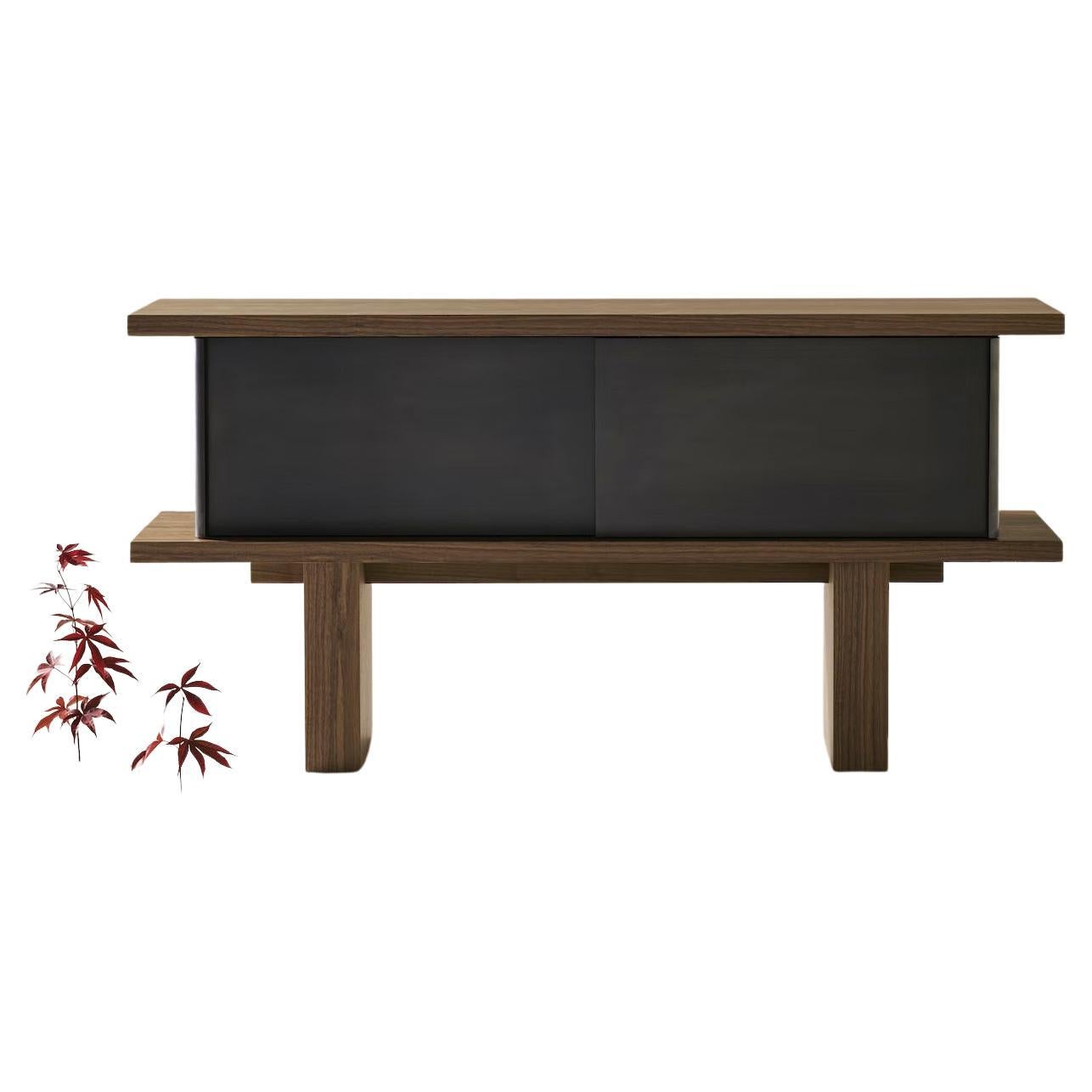 Case Sideboard in Mahogany and Black Steel For Sale