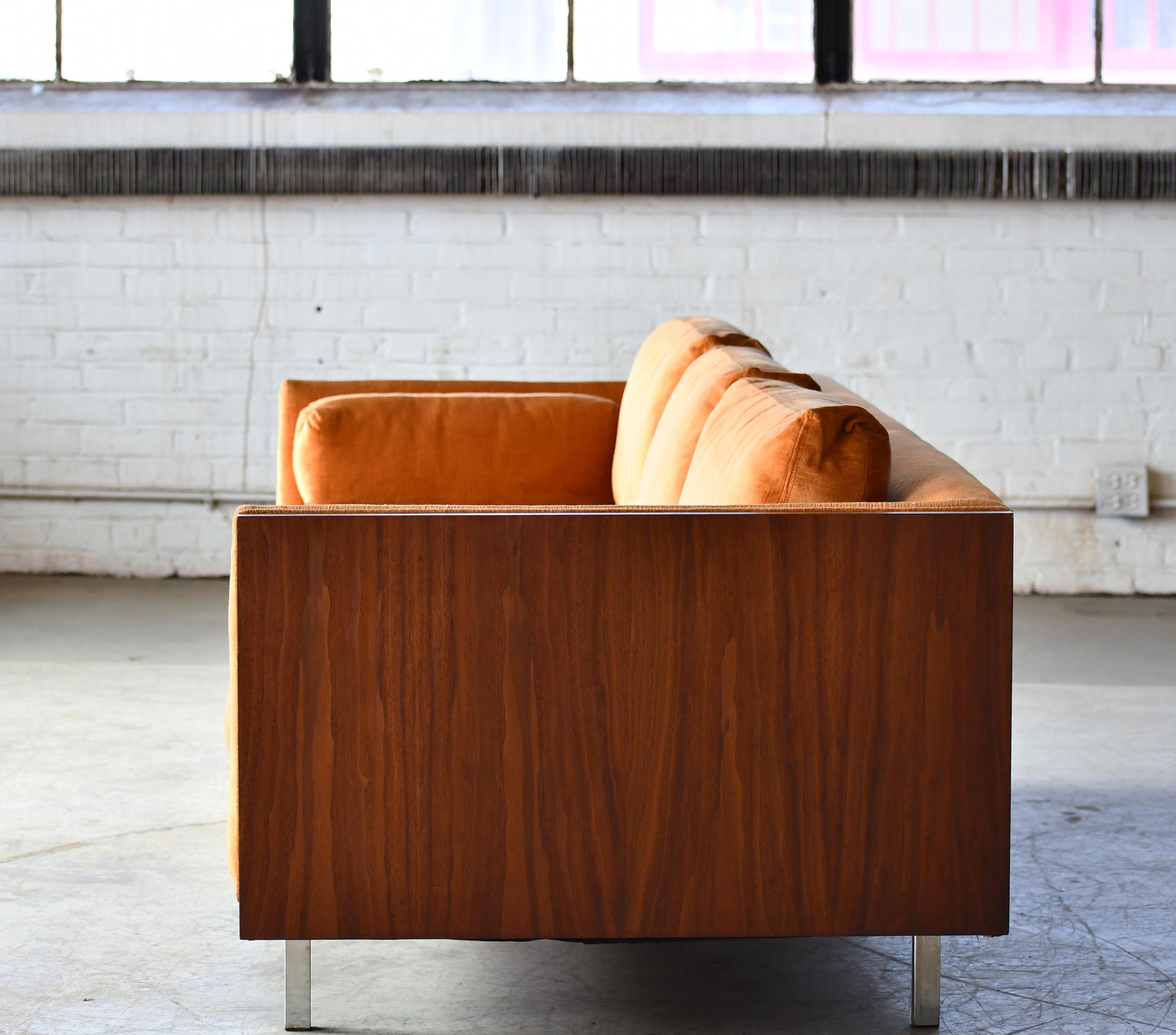 Late 20th Century Case Sofa by Milo Baughman in Walnut with Chrome Legs, 1960-70's