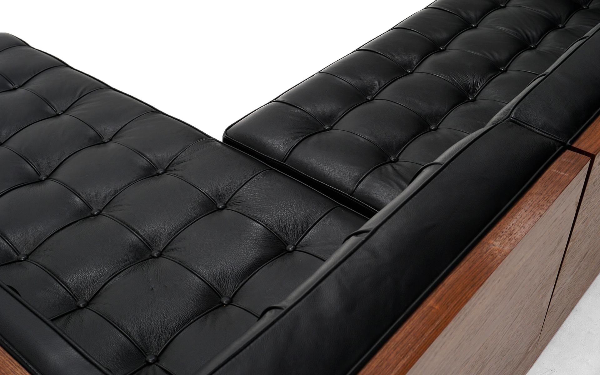 Case Sofa Sectional with Chaise in Black Leather and Walnut by Kardiel 3