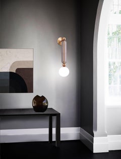 Marc Wood Case Wall Luxury Light Small, Opal & Smoked Glass with Brushed Brass