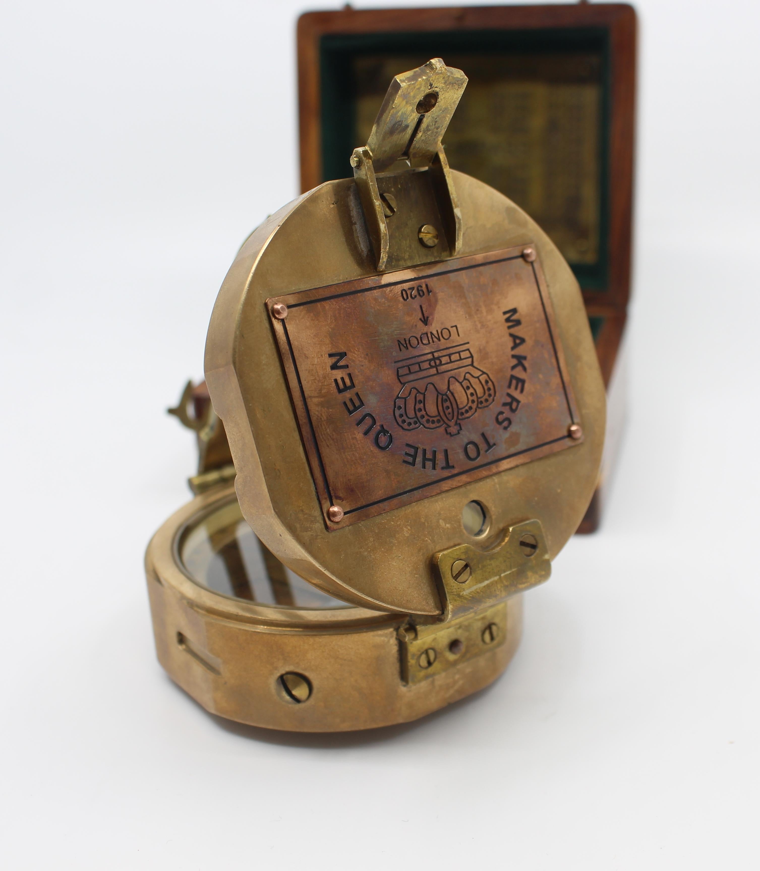 Cased Brass Brunton Compass by Thos.J.Evans, London 1