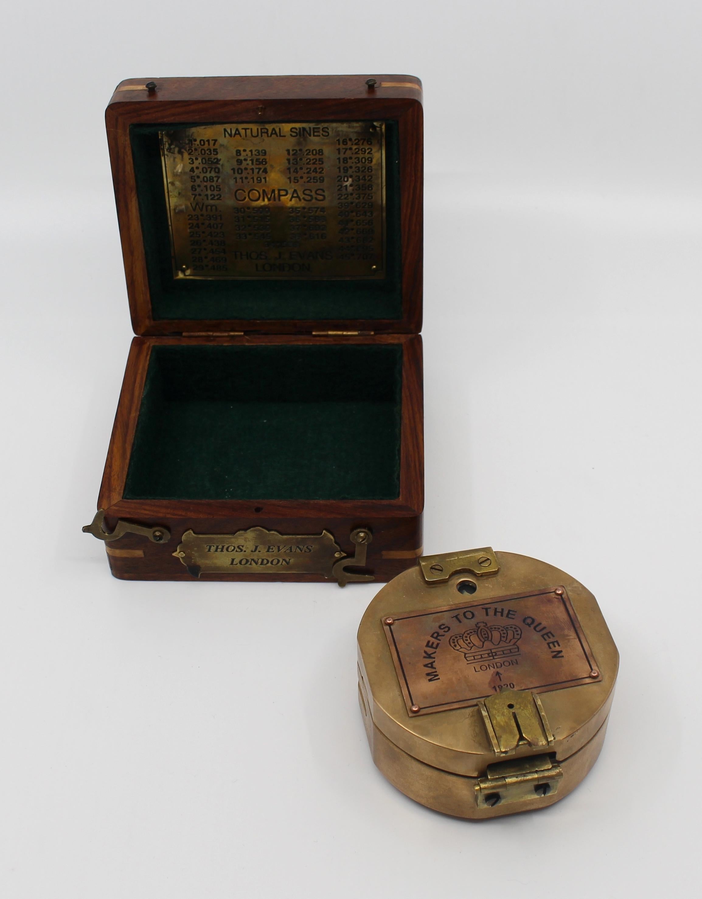 Cased Brass Brunton Compass by Thos.J.Evans, London 3