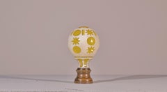 Cased Colored Hand Cut Crystal Newel Post on Bronze Base