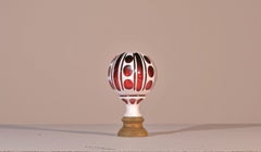 Cased Colored Hand Cut Newel Post with Bronze Base