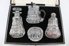 Cased John Walsh Crystal and Silver Cruet Set, 1925