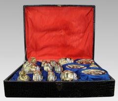 Cased Mid-20th Century Japanese Satsuma-style Moriage Dragonware Tea Set
