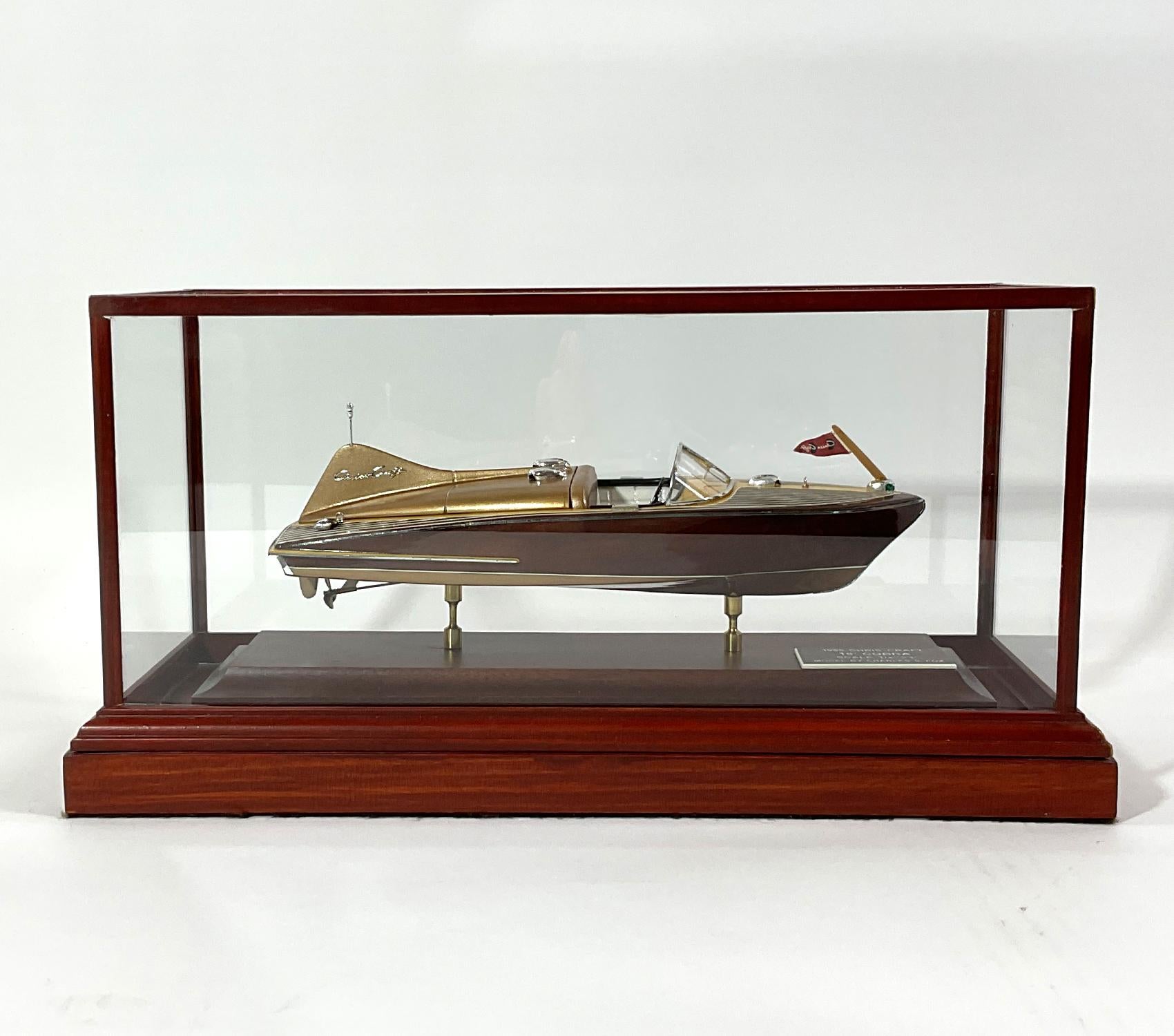Charles S. Fox model of a 1955 Chris Craft Cobra. This is a superb little model makers by one of the late twentieth century. Famous for his work on coast guard vessels. This was a side project of his passion. This is a perfectly scaled recreation of