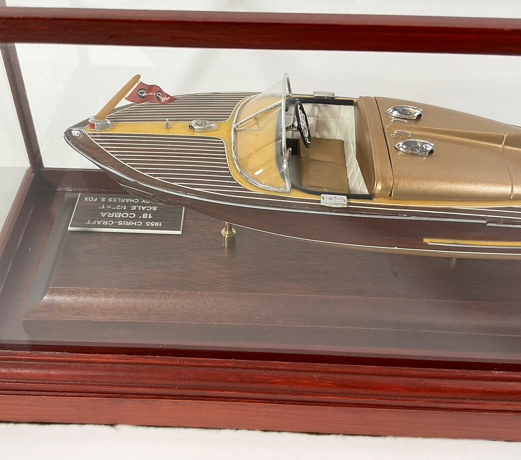 Late 20th Century Cased Model of a Chris Craft Cobra Speedboat For Sale