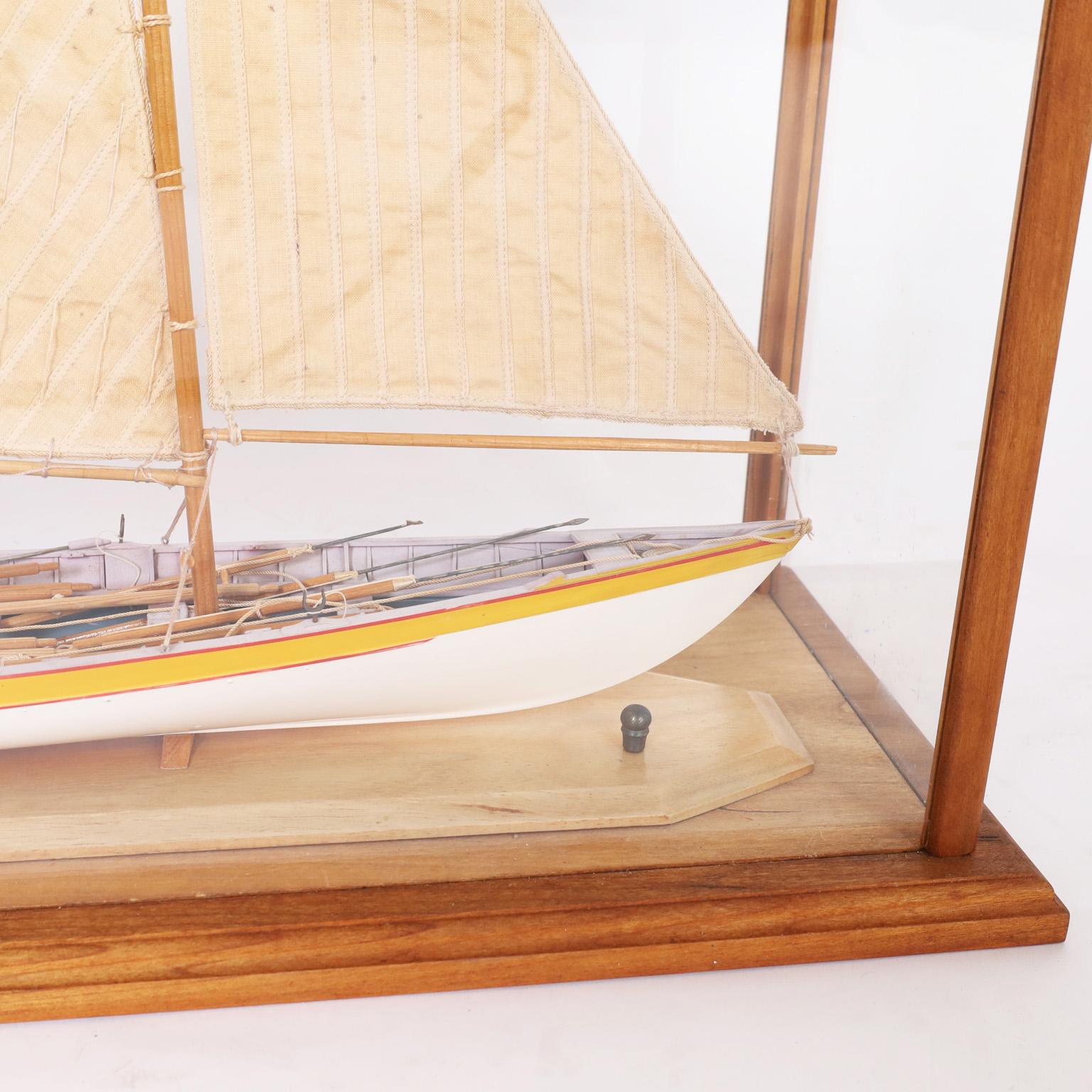 Cased Model of a Whaling Longboat In Good Condition For Sale In Palm Beach, FL