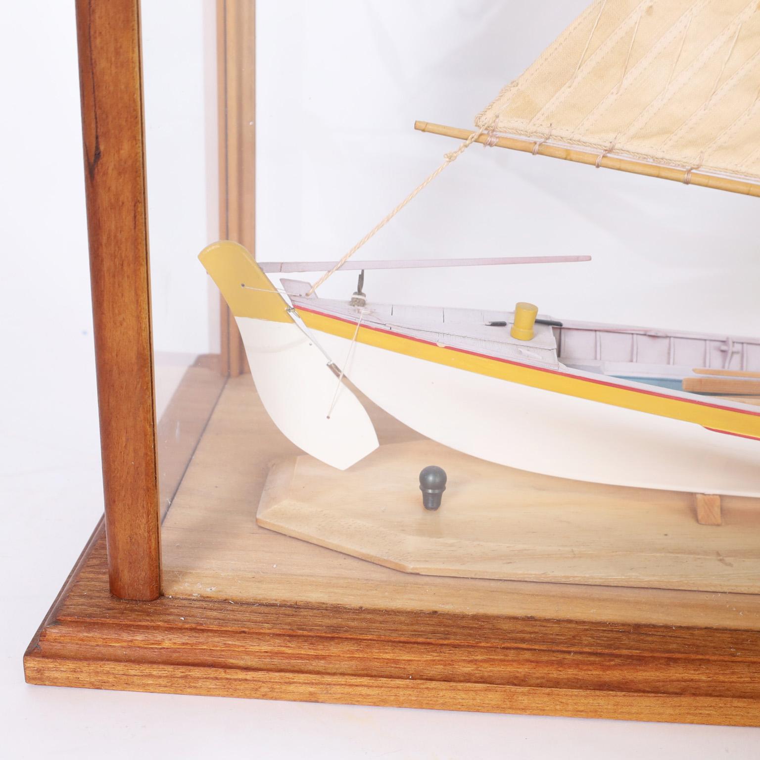 Hardwood Cased Model of a Whaling Longboat For Sale